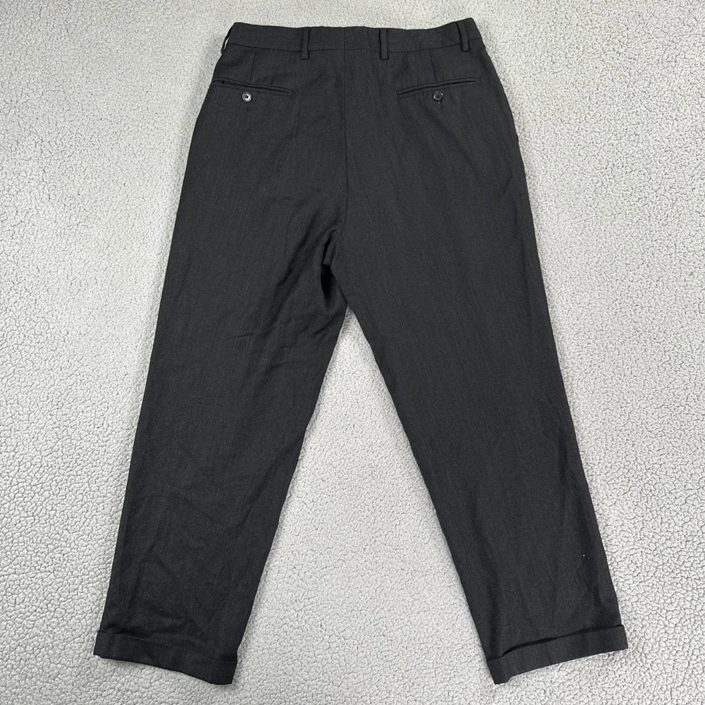 Enzo Mantovani Zignone Dress Pants Men‎ 34x29 Black Wool Cashmere Pleated Italy